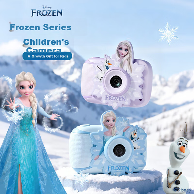 Цифрова фотокамера Disney Kids HD з двома об'єктивами, іграшка для фото Ельзи, синій подарунок на день народження та новий рік для хлопчиків та дівчаток - зображення 2