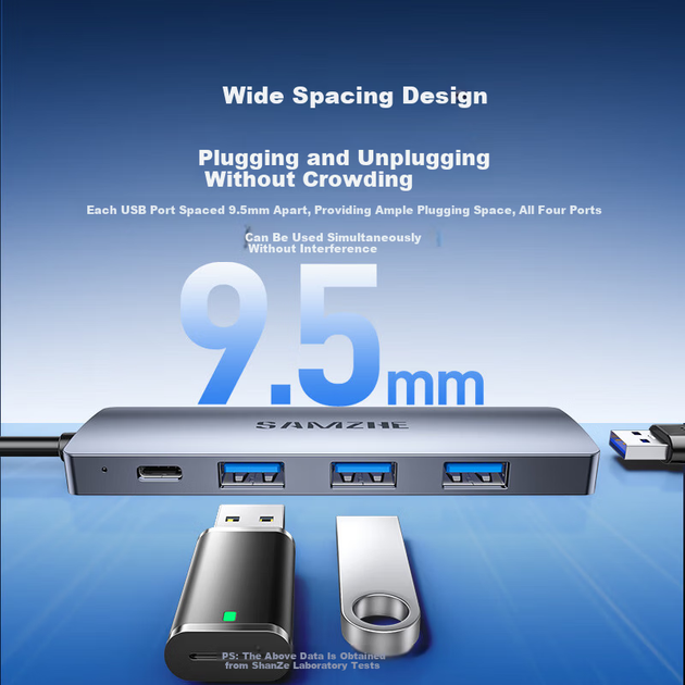 Sanze USB Hub Dual Head 4-in-1 Type-C 3.0 Splitter Multi-Port High-Speed HUB Adapter Converter for Laptop and Mobile Phone HBK1-S - зображення 10