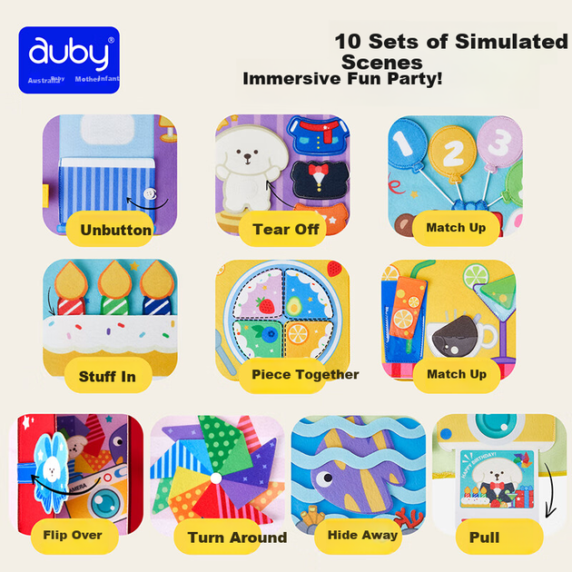 Книжка-игрушка Auby Baby развивающая Монтессори для малышей - изображение 7