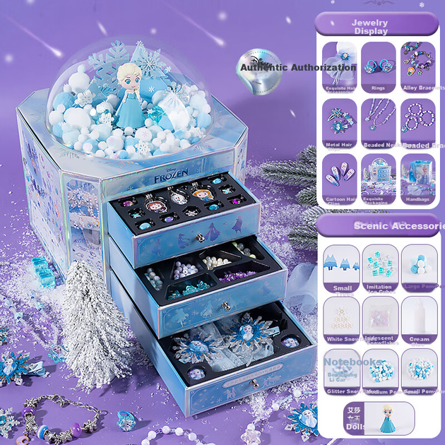 Disney Frozen Ельза DIY Пейзажний одяг Подарункова коробка Заколка для волосся Аксесуари для волосся Набір намистин для дівчаток віком 3-9 років Подарунок на день народження - зображення 5