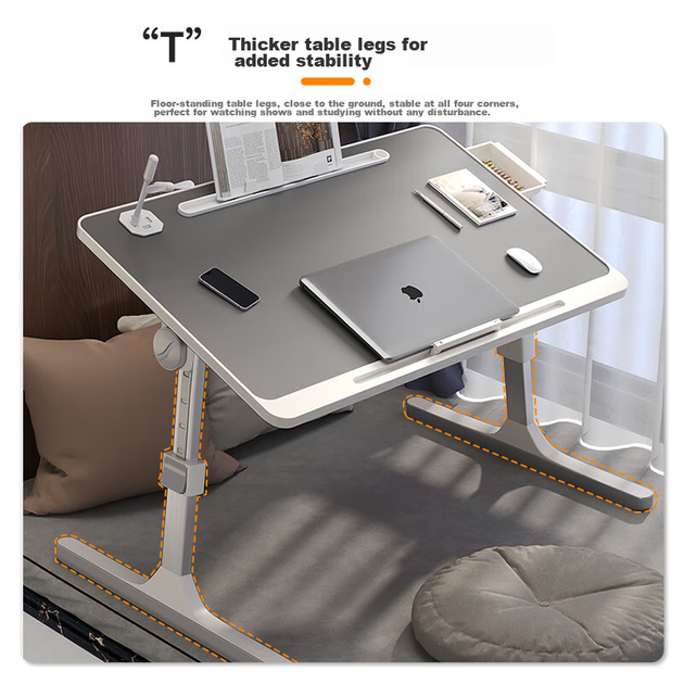 Столик для ноутбука Mryc Bed с регулируемой высотой, складной USB-столик, письменный стол для студентов с регулируемым углом наклона, стол для чтения в общежитии, небольшой обеденный стол. - изображение 8