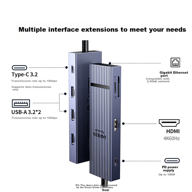 Розширювальна док-станція UGREEN Type-C 3.2, розгалужувач портів Ethernet 2.5G, адаптер HDMI 2.0, розширювальна док-станція 10G, 4K 60Hz, сумісна з ноутбуками Huawei, Apple MacBook/Macmini - Фото 4 Розширювальна док-станція UGREEN Type-C 3.2, розгалужувач портів Ethernet 2.5G, адаптер HDMI 2.0, розширювальна док-станція 10G, 4K 60Hz, сумісна з ноутбуками Huawei, Apple MacBook/Macmini - изображение 4