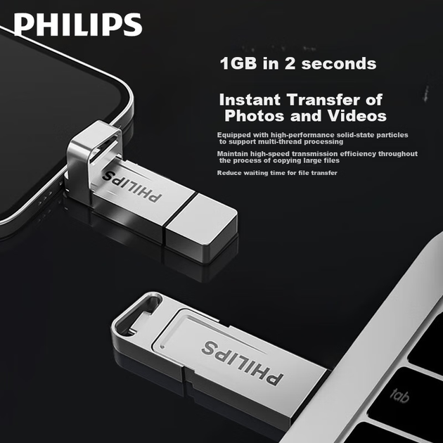 PHILIPS високошвидкісний твердотільний USB-флеш-накопичувач 512 ГБ, подвійний інтерфейс для телефонів і комп'ютерів, 11UT-G, швидкість читання до 550 МБ/с, USB-накопичувач для телефону, флеш-накопичувач великої ємності - Фото 4 PHILIPS високошвидкісний твердотільний USB-флеш-накопичувач 512 ГБ, подвійний інтерфейс для телефонів і комп'ютерів, 11UT-G, швидкість читання до 550 МБ/с, USB-накопичувач для телефону, флеш-накопичувач великої ємності - изображение 4