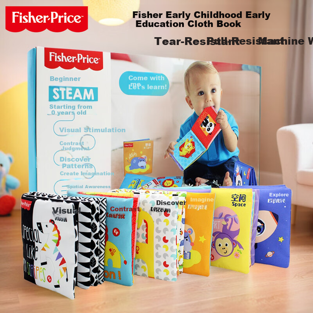 Набор развивающих тканевых книжек Fisher-Price STEAM для малышей, 6 книжек - изображение 4
