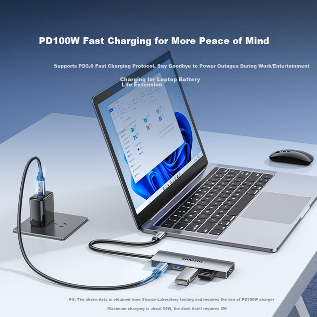 Док-станция расширения SAMZHE Type-C, концентратор Thunderbolt 4, HDMI-адаптер, USB-разветвитель, 4K 60 Гц, универсальный, для Apple 17 Macbook Mini, iPad, ноутбука, 5 датских крон. - изображение 8