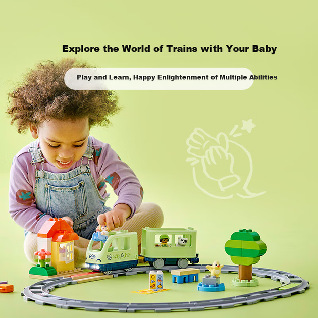Будівельні блоки LEGO, Duplo 10427, Розумний поїзд-дослідник, іграшка для хлопчиків та дівчаток, подарунок до Дня захисту дітей, великі цеглинки - Фото 5 Будівельні блоки LEGO, Duplo 10427, Розумний поїзд-дослідник, іграшка для хлопчиків та дівчаток, подарунок до Дня захисту дітей, великі цеглинки - зображення 5