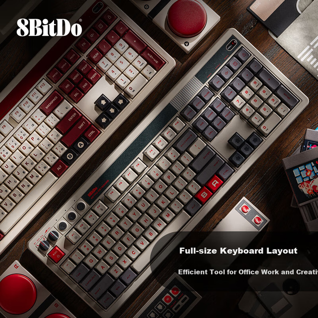 Механічна клавіатура 8BitDo Retro108, класична ретро-бездротова 108-клавішна ігрова та офісна універсальна трирежимна Bluetooth дротова клавіатура з можливістю гарячої заміни клавіш для ПК - зображення 5