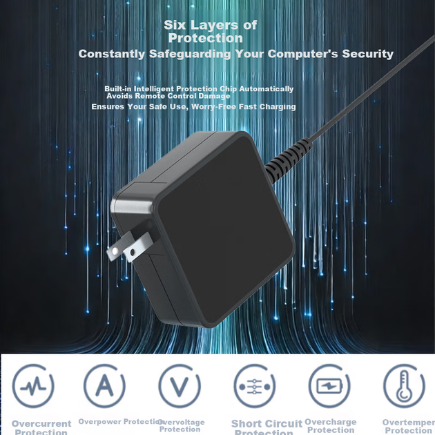 Зарядний пристрій Lvxiao для ноутбуків ASUS, 65 Вт, 19 В 3.42 А, підходить для Shenzhou Xuanlong Zhanshen K610D, круглий роз'єм 4.0x1.7 мм - зображення 6