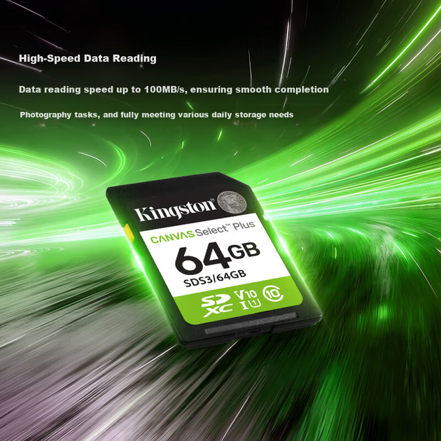 Карта памяти Kingston Canvas Select Plus SDXC 64GB Class 10 UHS-I U1 V10 (SDS3/64GB) - изображение 3