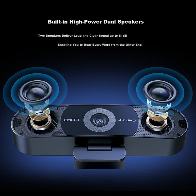 Веб-камера EMEET C980 PRO Ultra HD 4K со встроенным микрофоном и динамиком, технология Plug-and-Play, универсальное решение для видеозвонков, встреч и онлайн-занятий с несколькими людьми - изображение 7