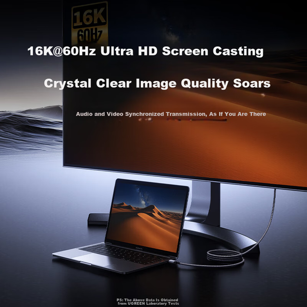 Полнофункциональный двухголовочный кабель Ugreen Type-C с поддержкой быстрой зарядки PD мощностью 240 Вт, совместимый с Thunderbolt 4/3 и передачей видеосигнала на 4K-дисплеи (артикул 65383). - изображение 6