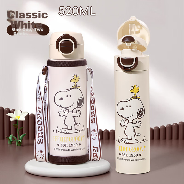 Термос-пляшка SNOOPY для дітей, виготовлена з нержавіючої сталі 316 л, великої ємності, підходить для початкової школи, для подвійного пиття, портативна, унісекс, білого кольору. - Фото 6 Термос-пляшка SNOOPY для дітей, виготовлена з нержавіючої сталі 316 л, великої ємності, підходить для початкової школи, для подвійного пиття, портативна, унісекс, білого кольору. - зображення 6