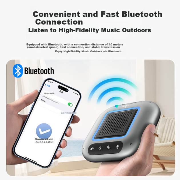Aiguozhe Conference Speaker, беспроводная настольная Bluetooth-колонка с всенаправленным микрофоном, устройство для сбора информации с шумоподавлением для Tencent Meeting, T06 - изображение 6