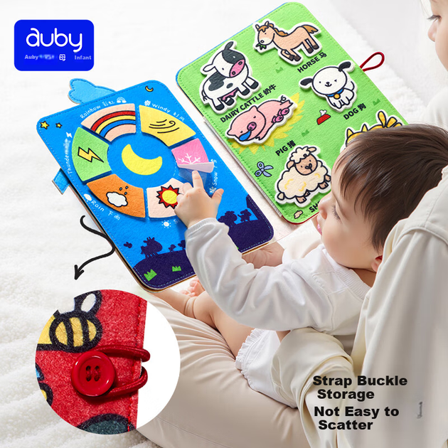 Книжка тактильна Auby Baby тканинна для дітей 1-3 роки ферма розвивальна Монтессорі - зображення 4