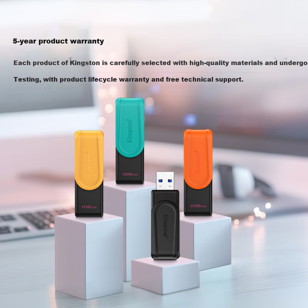 Флеш-накопитель Kingston 128 ГБ USB 3.2 Gen 1, красочный вращающийся дизайн, стильный и портативный, для учебы, офисной работы, аукционов, компьютера. - зображення 5