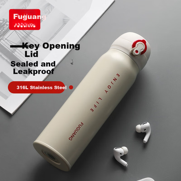 Ізольована пляшка Fuguang з кришкою, пляшка для води великої місткості з нержавіючої сталі 316 л для студентів та дітей, чашка для холодних напоїв для використання в автомобілі та на вулиці - зображення 8