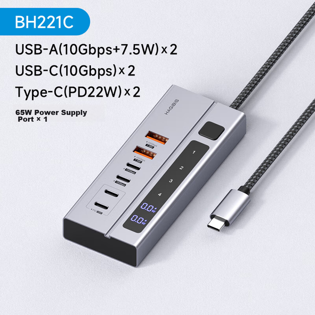 Багатопортова розширювальна док-станція Hagibis, концентратор Type-C, USB-розгалужувач, конвертер-хаб, швидка зарядка PD, незалежне джерело живлення з перемикачем-адаптером, підходить для комп'ютерів Apple та ноутбуків Mac - зображення 5