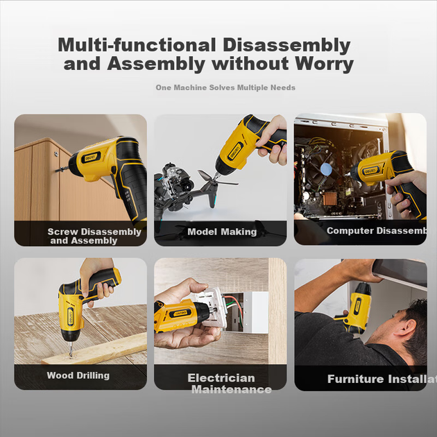 Електрична викрутка Deli, компактна побутова викрутка, набір акумуляторних інструментів для ремонту, викрутка-машина - зображення 11