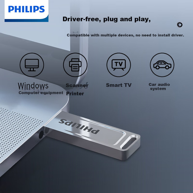 Флеш-накопичувач PHILIPS 64 ГБ USB 2.0, 21UA-F, USB-накопичувач великої ємності, стильний дизайн, легкий та портативний, підходить для навчання, офісної роботи та комп'ютерних торгів - зображення 11