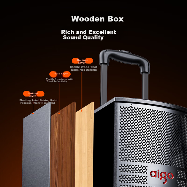 Aiguozhe S308, 8-дюймовый динамик для квадратного танца, громкий Bluetooth-динамик для внешнего использования на тележке, мощный портативный мобильный караоке-сабвуфер, динамик для уличных торговых точек, стандартная версия - изображение 5