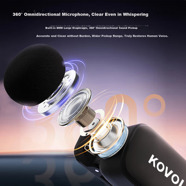 Микрофон петличный KOVOL беспроводной мини с зажимом - изображение 3