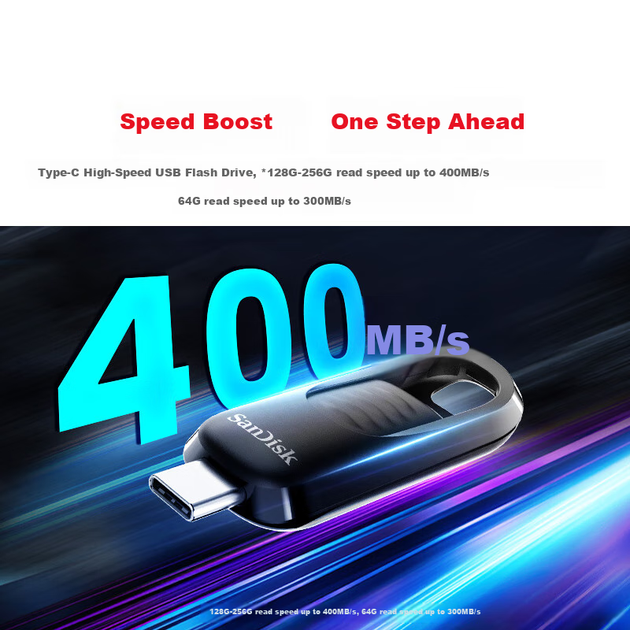 Флеш-накопичувач SanDisk 128 ГБ USB 3.2 Type-C CZ480, швидкість читання до 400 МБ/с, відновлення даних, безпечне шифрування, USB-накопичувач великої ємності для телефонів, планшетів та комп'ютерів - изображение 4