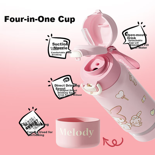 Термос Sanrio из нержавеющей стали 316, 580 мл, детский, модель 6001 My Melody. - зображення 5