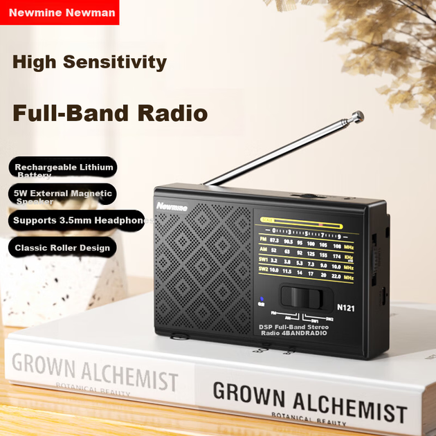 Радиоприемник Newmine N121 для пожилых людей, полнодиапазонный FM-плеер, перезаряжаемый, миниатюрный, легкий, портативный, на полупроводниковом аккумуляторе. - изображение 4