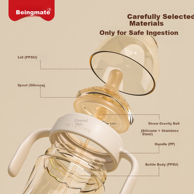 Бутылочка Beingmate Baby Diamond Light Anti-Colic Bottle 0-3-6 Months Gravity Ball PPSU Baby Simulated Breast Eccentric Nipple BBS - изображение 6