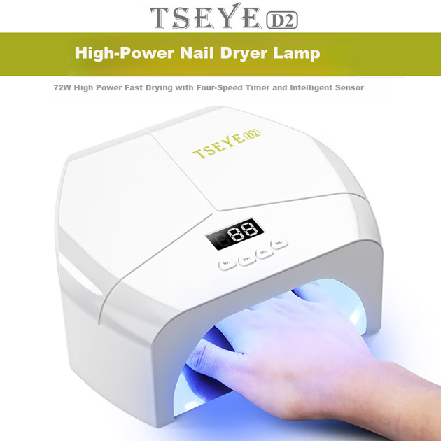 Профессиональная мощная УФ-светильник для ногтей Tseye Nail Lamp — быстросохнущая лампа для сушки гелевых ногтей, подходит для использования дома и в салоне. - изображение 4