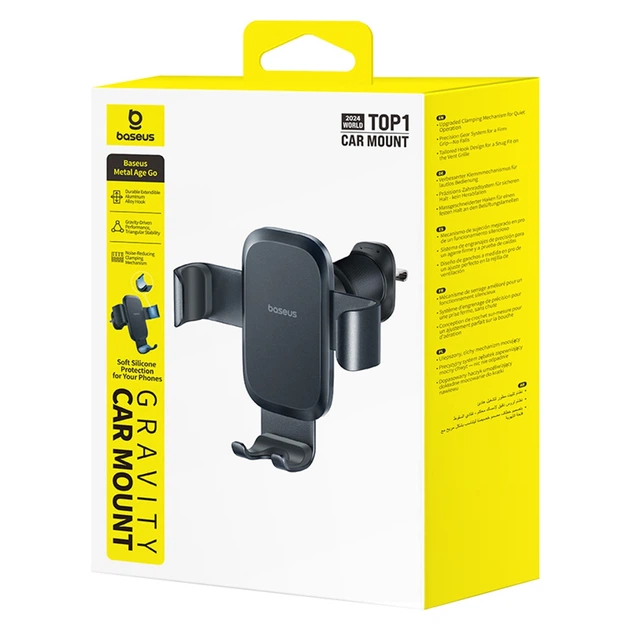 Автодержатель Baseus Metal Age Go гравитационный на дефлектор Black (6932172678753) - изображение 2