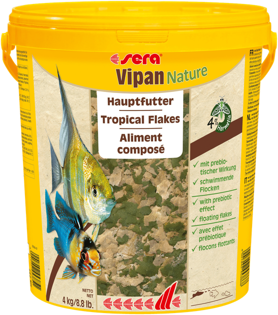 Корм для аквариумных рыб Sera Vipan Nature для всех декоративных рыб, хлопья, 21л/4кг - Фото 1 Корм для аквариумных рыб Sera Vipan Nature для всех декоративных рыб, хлопья, 21л/4кг - изображение 1