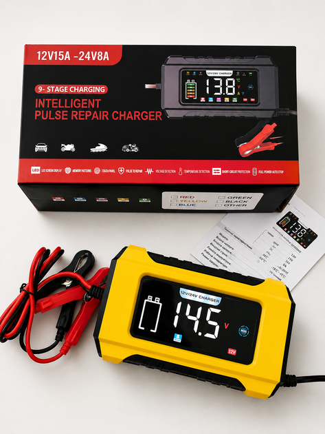 Зарядний пристрій RJ-C121501A 12V15A /24V8A для кислотних, GEL, AGM та LiFePO4 акумуляторів - изображение 2
