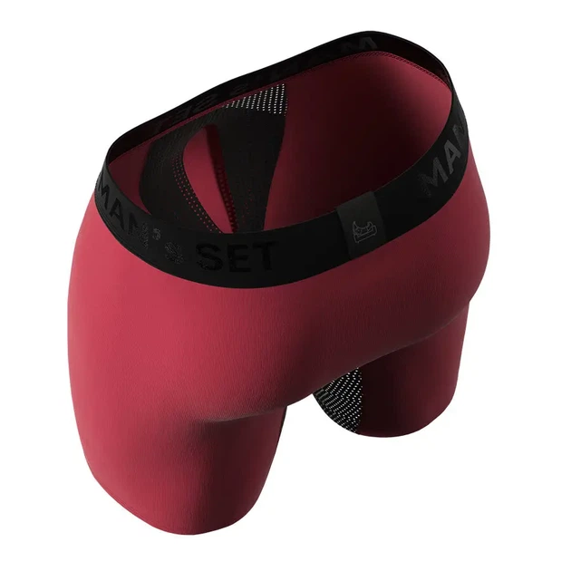 Мужские анатомические боксеры Anatomic Long 2.0 Light Black Series бордовые хлопковые удлиненные с карманом и сеткой удлиненные мужские трусы предотвращающие натирание для спорта и повседневной носки удобные дышащие с внутренним карманом 3XL - изображение 4