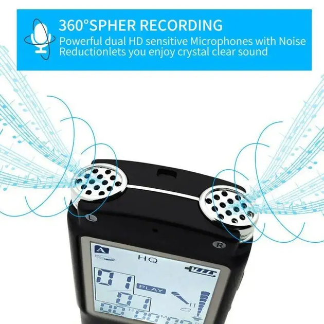 Профессиональный цифровой диктофон T60 8 ГБ активация голосом, с WAV, MP3-плеером - изображение 3