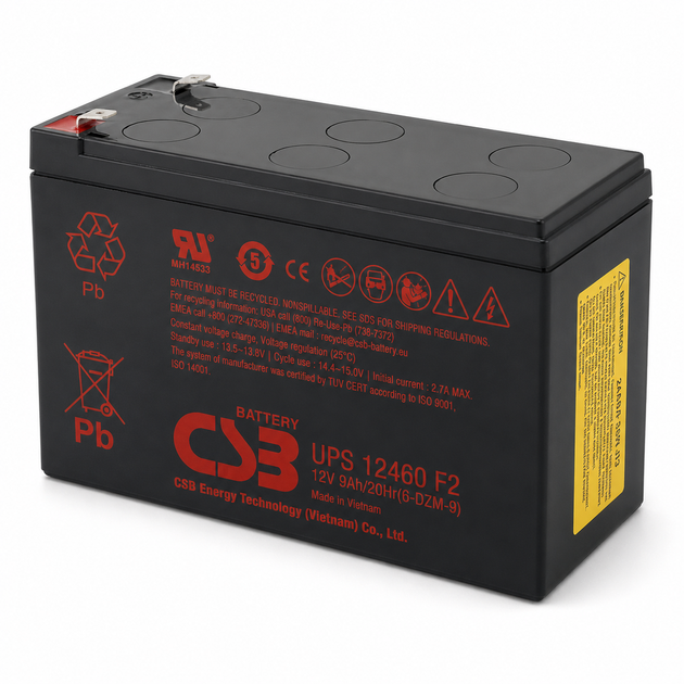Аккумуляторная батарея CSB UPS12460F2 AGM 12В 9Ah F2 Черный - изображение 3