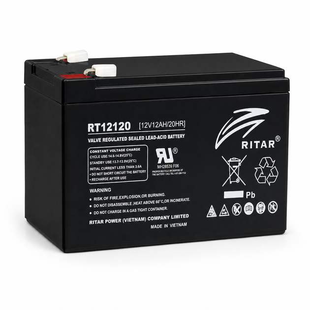 Аккумуляторная батарея Ritar RT12120 AGM 12В 12Ah F2 Черный - изображение 3