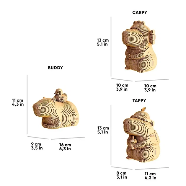 3D Пазл Картонний Cartonic Тріо Капібар 3 в 1 CAPYBARA TRIO TRIO 201 деталь - Фото 6 3D Пазл Картонний Cartonic Тріо Капібар 3 в 1 CAPYBARA TRIO TRIO 201 деталь - зображення 6