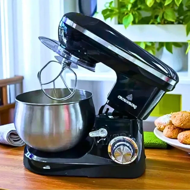 Мощный тестомес Crownberg CB-3407 2600 Вт Планетарный миксер-тистомис с 3 насадками Комбайн кухонный 5 л с чашей из нержавейки - изображение 2