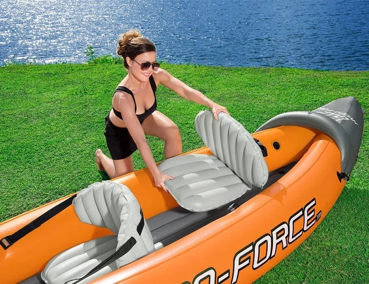 Надувний каяк Bestway Lite-Rapid X2 65077 – 2-місний байдарка 321×88×42 см, вантажопідйомність до 160 кг, у комплекті 2 весла та насос - зображення 4