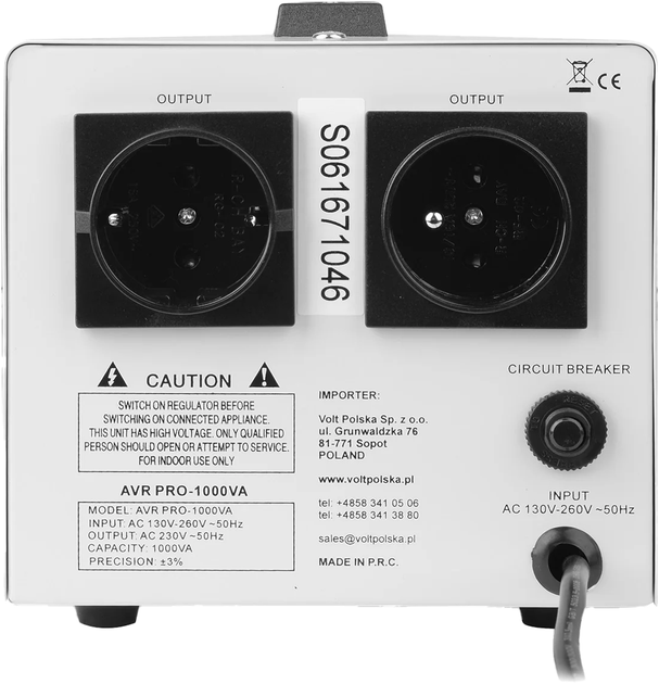 Stabilizator napięcia Volt AVR PRO 1000VA 3% (5903293765975) - Zdjęcie 2 Stabilizator napięcia Volt AVR PRO 1000VA 3% (5903293765975) - obraz 2