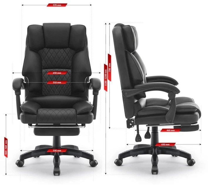 Офісне крісло Hell's Chair HC-1031, Black екошкіра - изображение 5