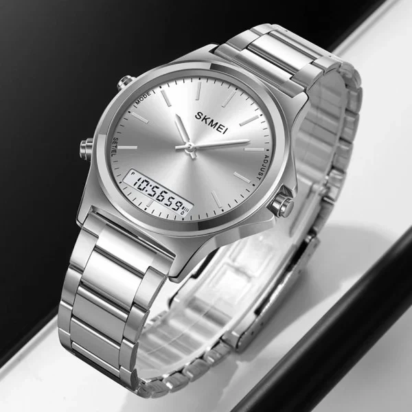 Наручний годинник SKMEI 2120 Dual-Display Round Stainless Steel Men’s Watch - Фото 3 Наручний годинник SKMEI 2120 Dual-Display Round Stainless Steel Men’s Watch - изображение 3
