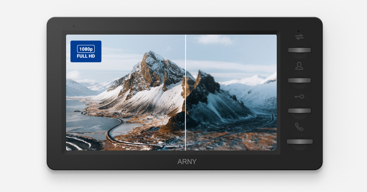 Мультиформатный комплект видеодомофона ARNY AVD-7008FHD (AVD-708 2Мп + AVP-05 2Мп) Black + Brown - изображение 3