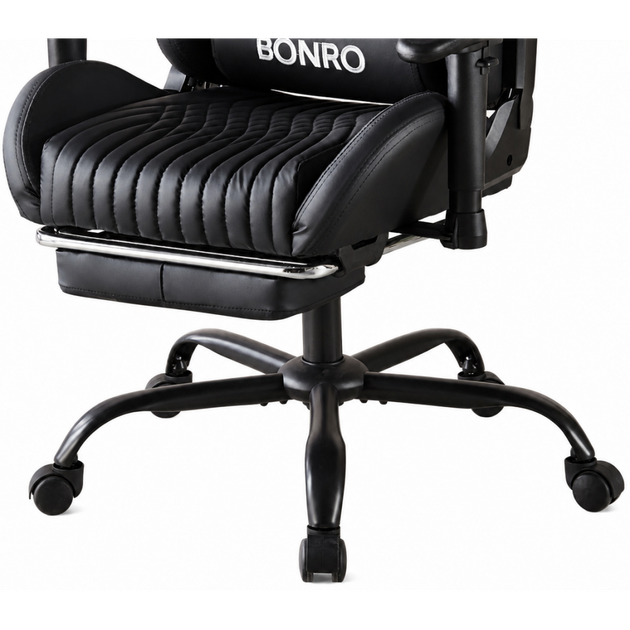 Геймерське крісло з підставкою для ніг Bonro 1002G-1 чорне (42401214) - зображення 7