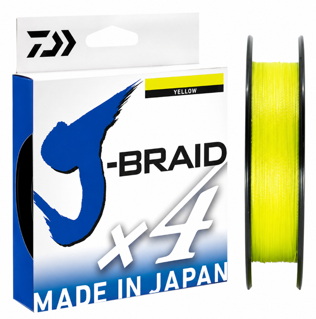Шнур Daiwa J-Braid X4E 0.10mm 135m Yellow - Фото 1 Шнур Daiwa J-Braid X4E 0.10mm 135m Yellow - изображение 1