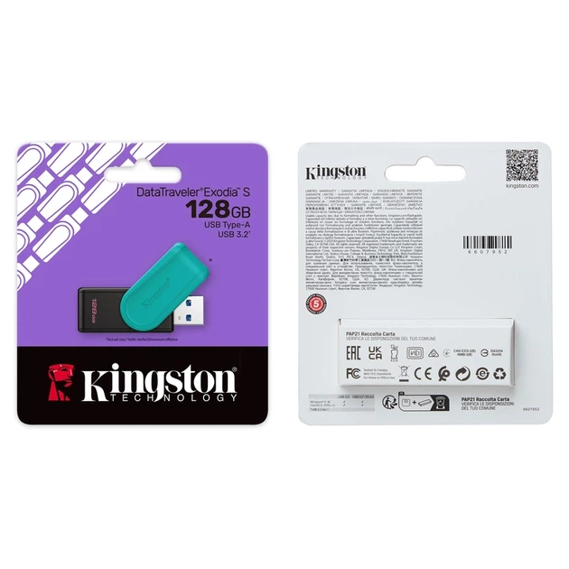 Флеш-накопичувач Kingston USB 3.2 DT Exodia S 128GB Black/Turquoise - зображення 2