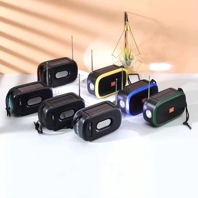 Bluetooth колонка TG632 (FM радіо, ліхтарик, сонячна панель)- голубий - изображение 4