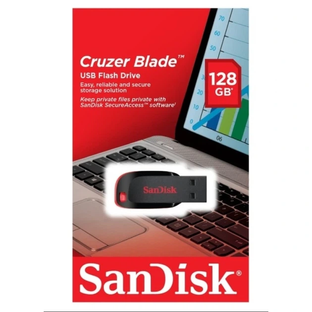 Флеш-накопичувач SanDisk USB 2.0 Cruzer Blade 128Gb Black/Red - зображення 2