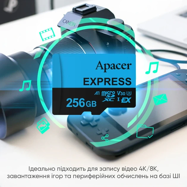 Карта пам'яті microSDXC (UHS-1 U3) Apacer Express 128Gb class 10 V30 A1 Read/Write:810/700 MB/sec (Compatible with Nintendo Switch 2) - Фото 6 Карта пам'яті microSDXC (UHS-1 U3) Apacer Express 128Gb class 10 V30 A1 Read/Write:810/700 MB/sec (Compatible with Nintendo Switch 2) - изображение 6